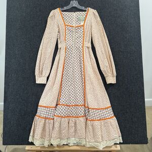 Vintage Homespun Ltd Brand Dress Size 11 Sundress Boho Prairie Cottage Midi 70s